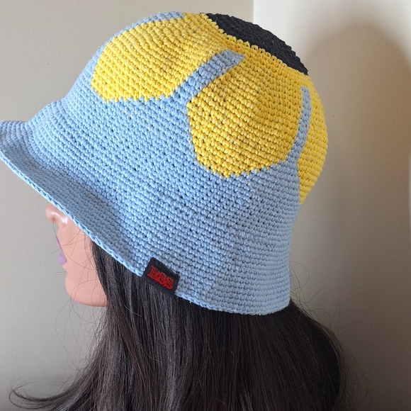 Organic cotton linen crocheted sunflower hat cap - Picture 3 of 8